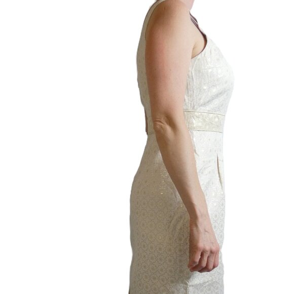 Boden Womens 6L Dress White & Gold Couture Daisies Gorgeous Strapless Pleat NWT - Picture 4 of 16